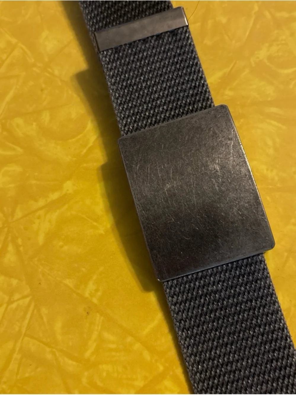 Men's Grey Webbing Belt with Brushed Metal Buckle